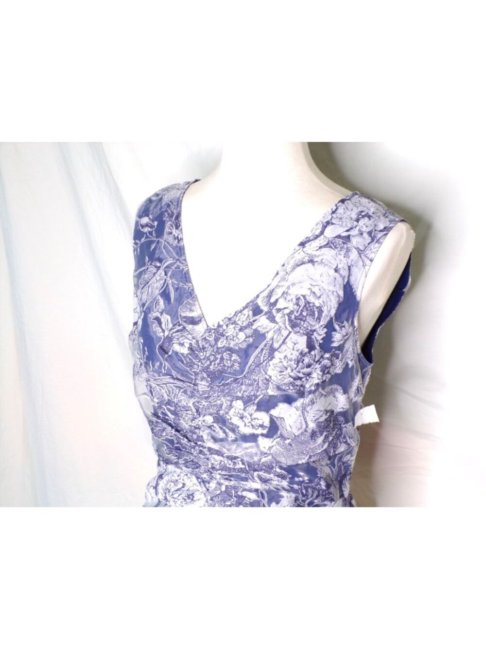 🆕JS COLLECTIONS Maddison Column Shirred Gown Dress Blue 6 - Picture 9 of 16